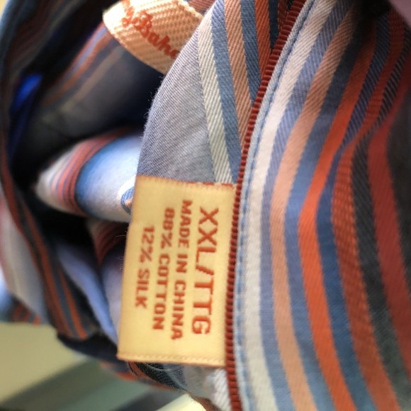 Tommy Bahama Cotton Blue Red Stripe Button Front Long Sleeve H9 - Picture 4 of 5